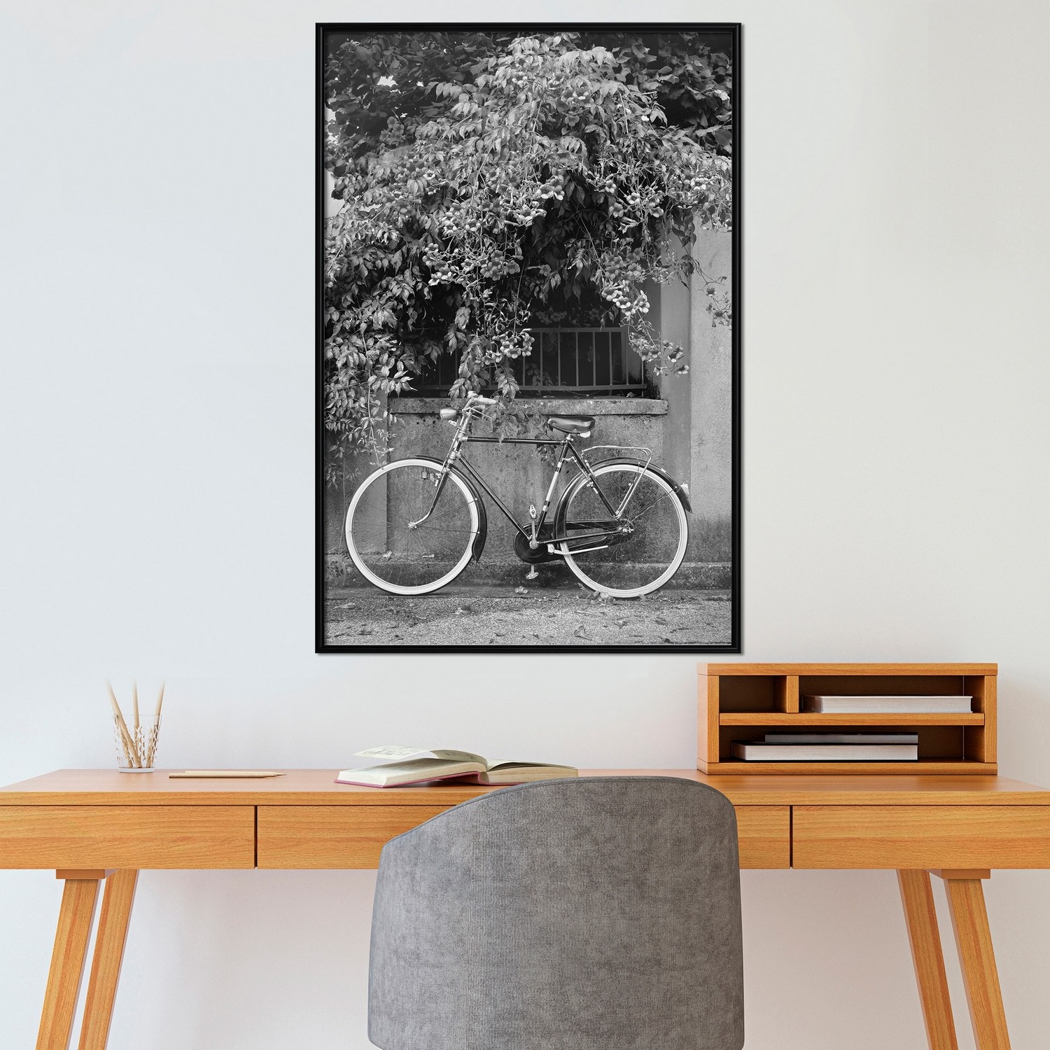 Affisch - Bicycle and Flowers [Poster] 30x45 Svart ram, 30x45 cm