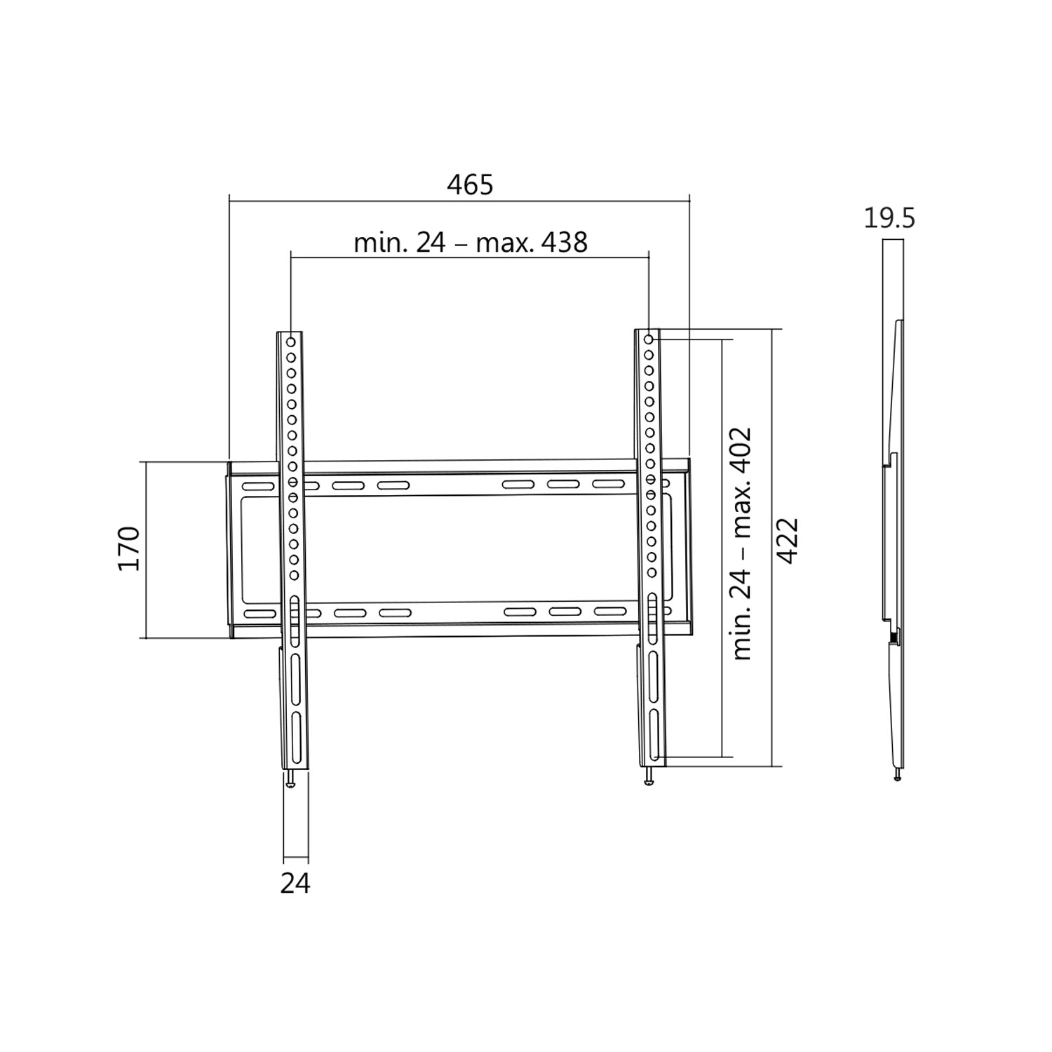 Väggfäste LogiLink TV 32-55 tum Fast Extra slim 19,5 mm