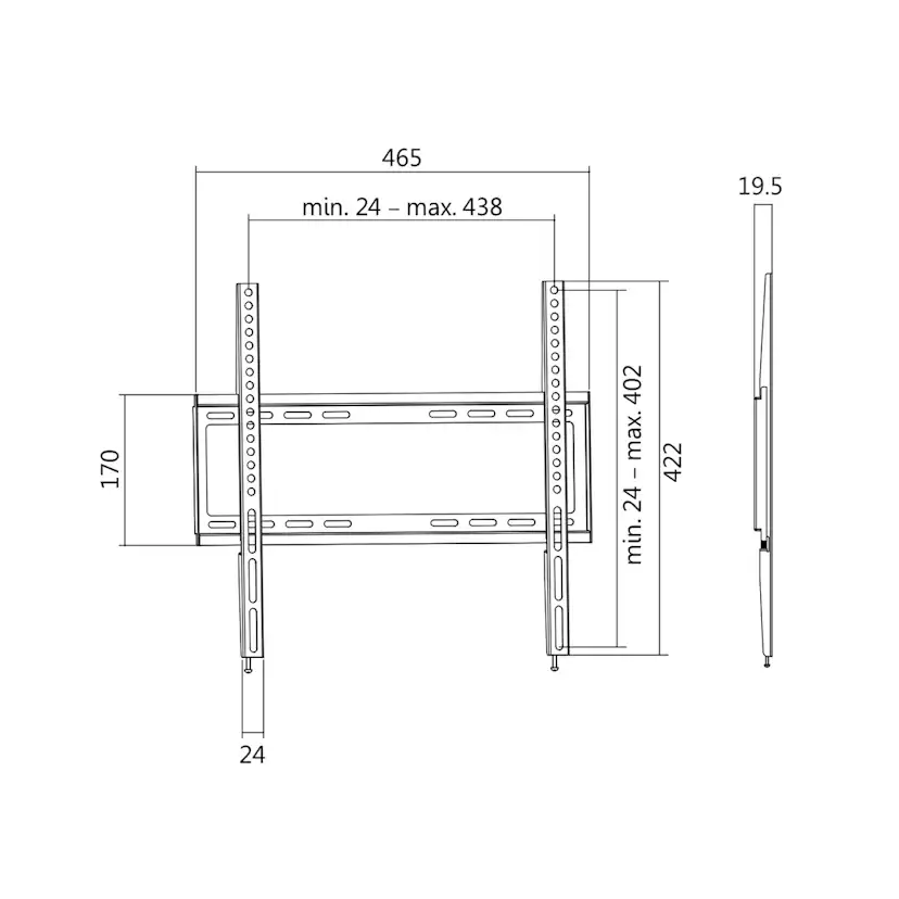 Väggfäste LogiLink TV 32-55 tum Fast Extra slim 19,5 mm