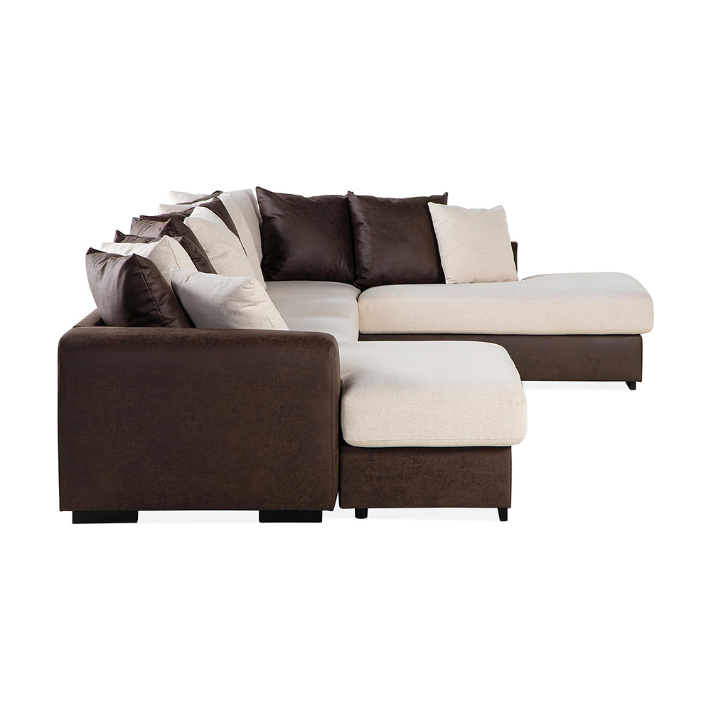 Cuba U-Soffa Divan Vänster inkl Kuvertkuddar Beige/Brun, Väntser