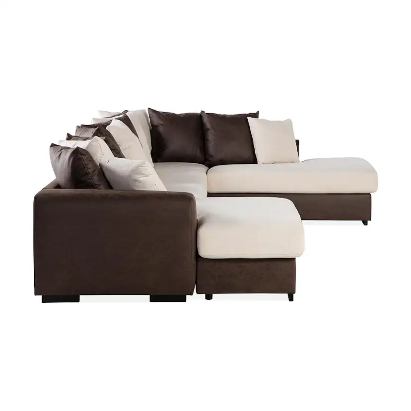 Cuba U-Soffa Divan Vänster inkl Kuvertkuddar Beige/Brun, Väntser