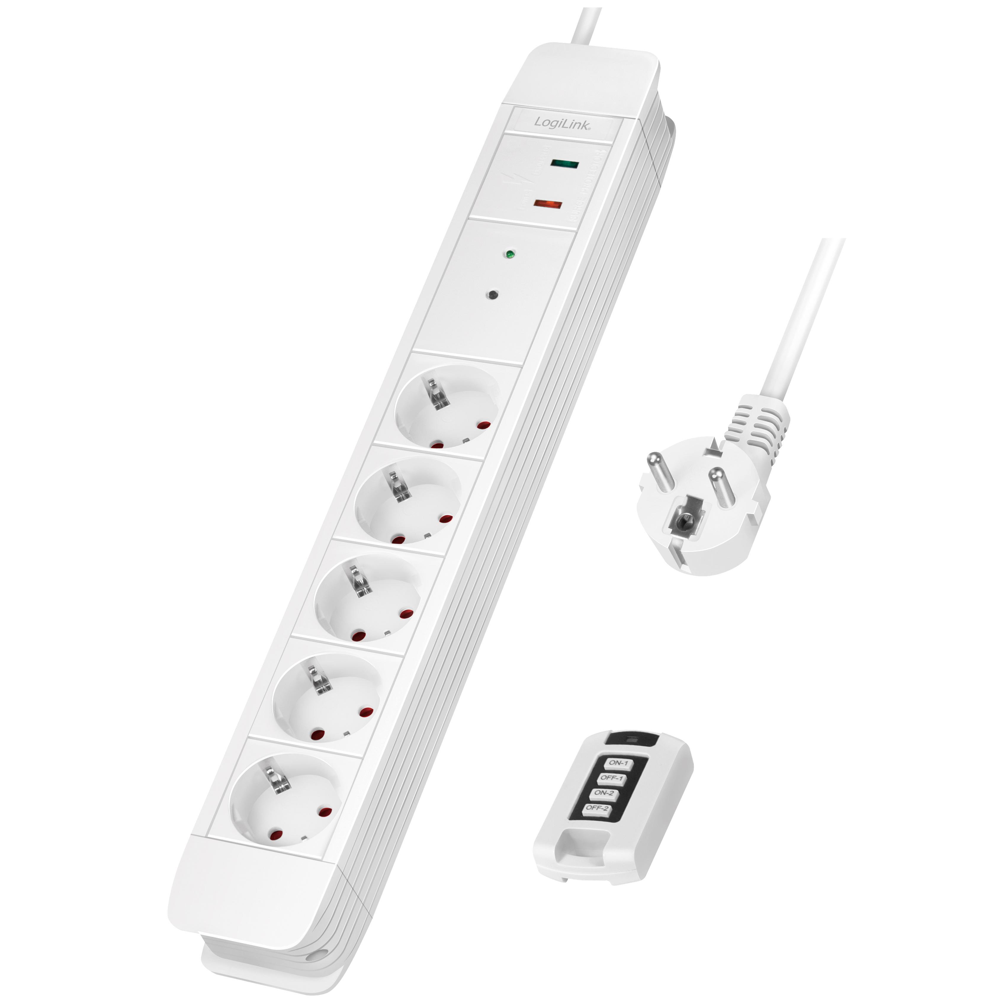 Grenuttag LogiLink 5-vägs Med Fjärr 433 MHz Överspänningsskydd 1,5 m