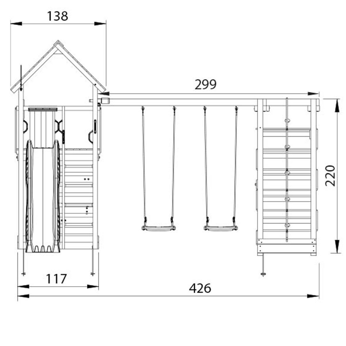 Lektorn Jungle Gym Cabin 2.1 Klättermodul Grön Rutschkana & Sand