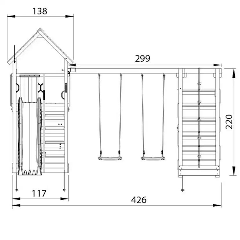 Lektorn Jungle Gym Cabin 2.1 Klättermodul Grön Rutschkana & Sand