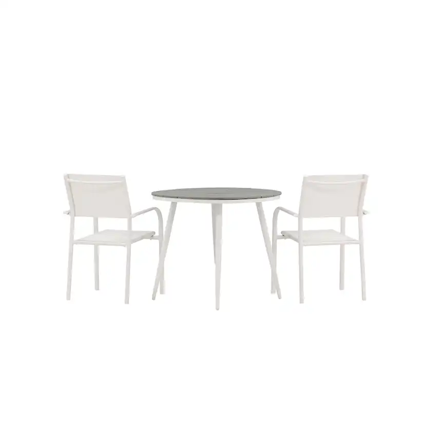 Break - Dining Table Round- White / Grey - Alu / Aintwood - Vit