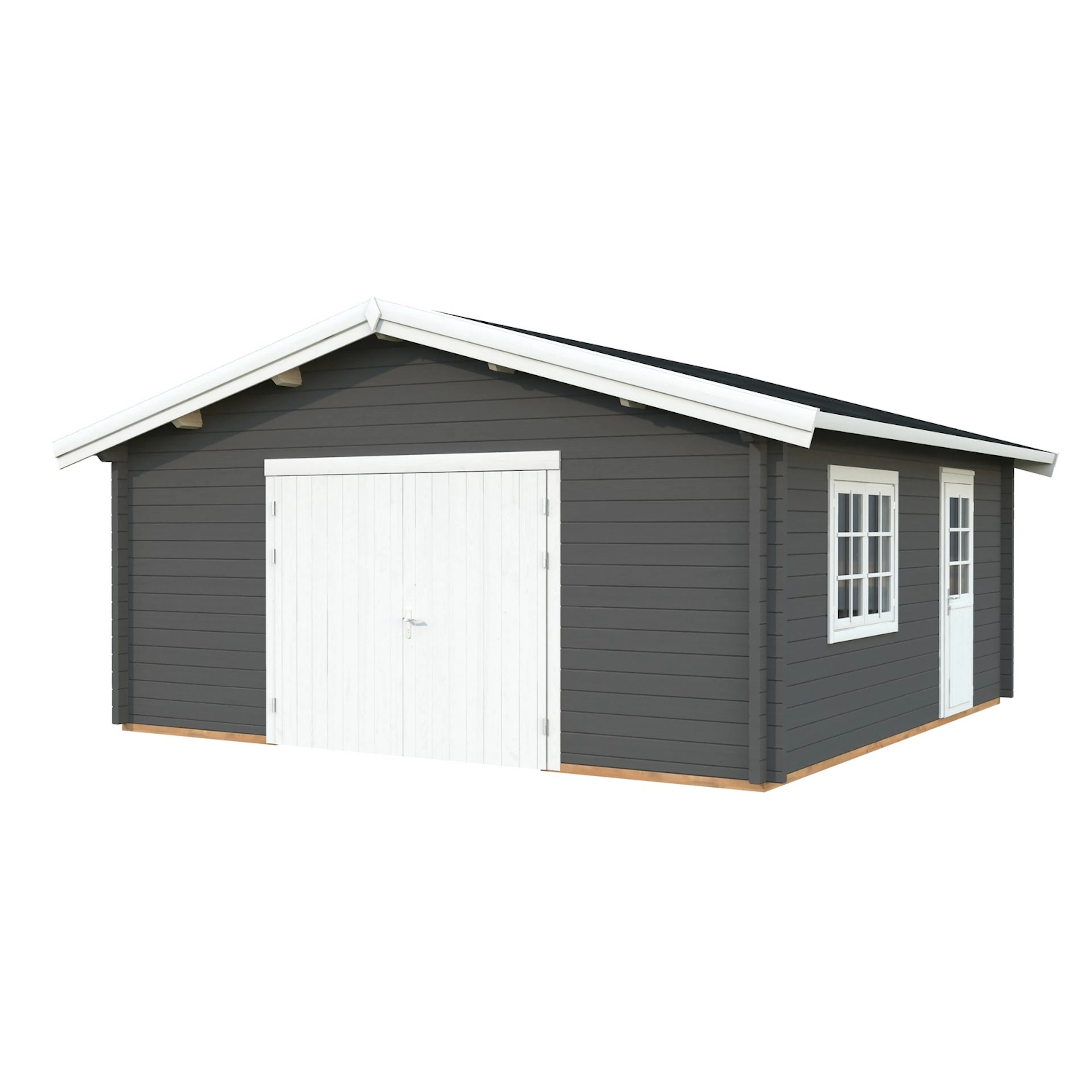 Roger 27,7 m2 mit Holztor PNT7012W2 Mörkgrå/Vit