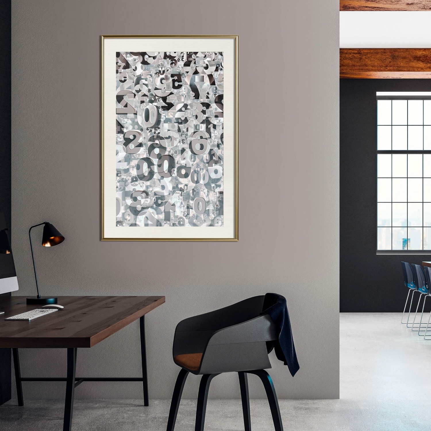 Affisch - Numerology [Poster] 30x45 Guld ram med passepartout, 30x45 cm