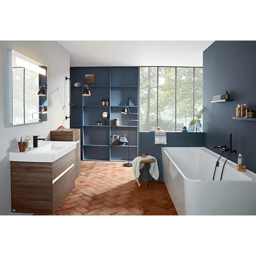 Tvättställ villeroy & Boch Collaro 4A33C5RW Stenvit CeramicPlus, Med Bräddavlopp, 1200 mm, Med Blandarhål, för Trehålsblandare