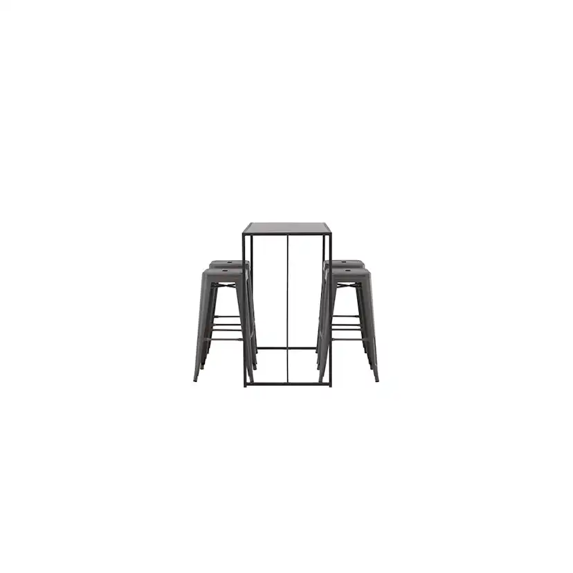 Brea Bar Table - Black / Black MDF +Tempe Bar Chair - Dark G Grå