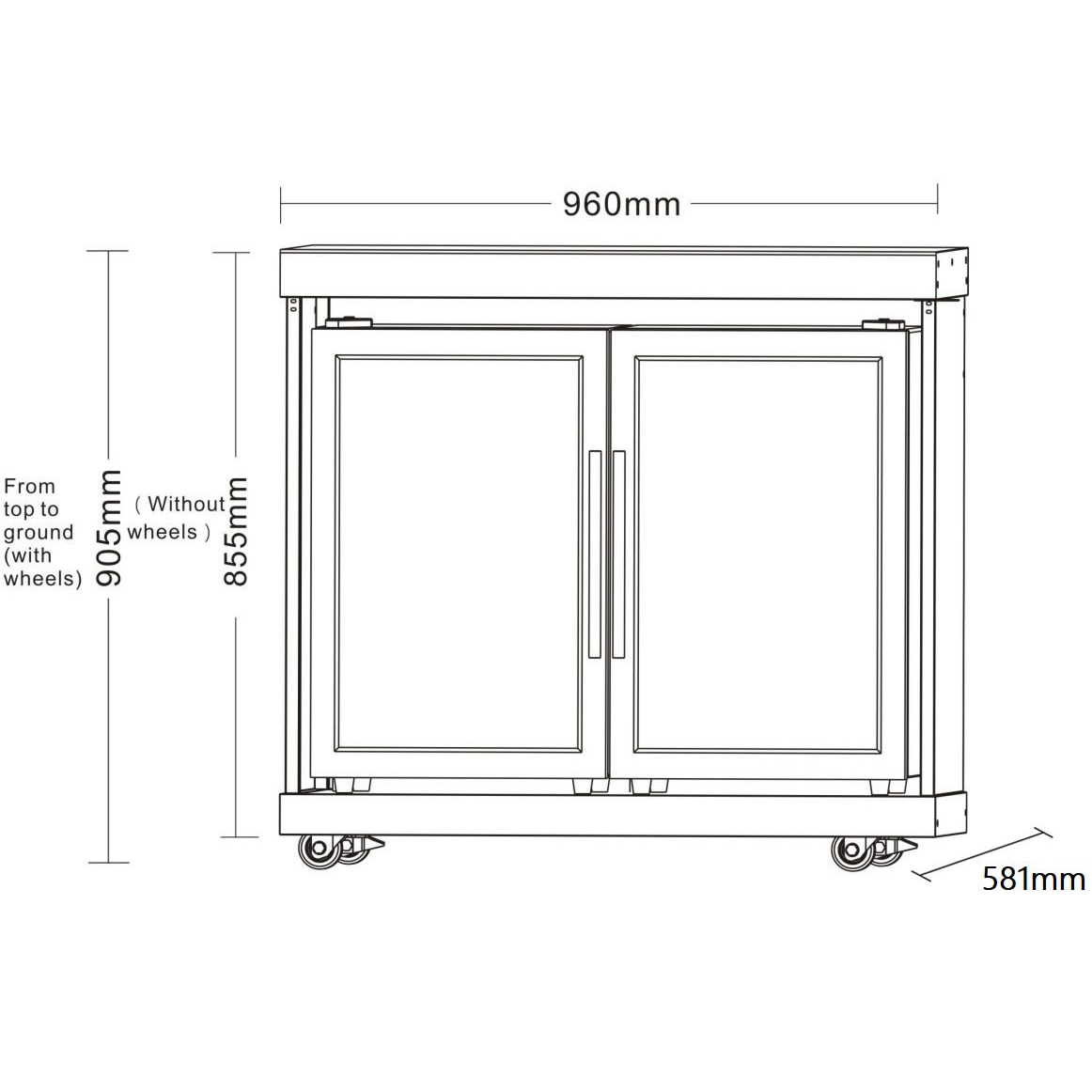 Fristående Kylskåp Myoutdoorkitchen Classic Line Stainless 304SS Modul med Dubbeldörrar
