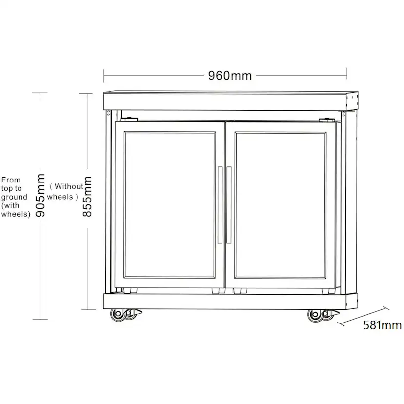 Fristående Kylskåp Myoutdoorkitchen Classic Line Stainless 304SS Modul med Dubbeldörrar