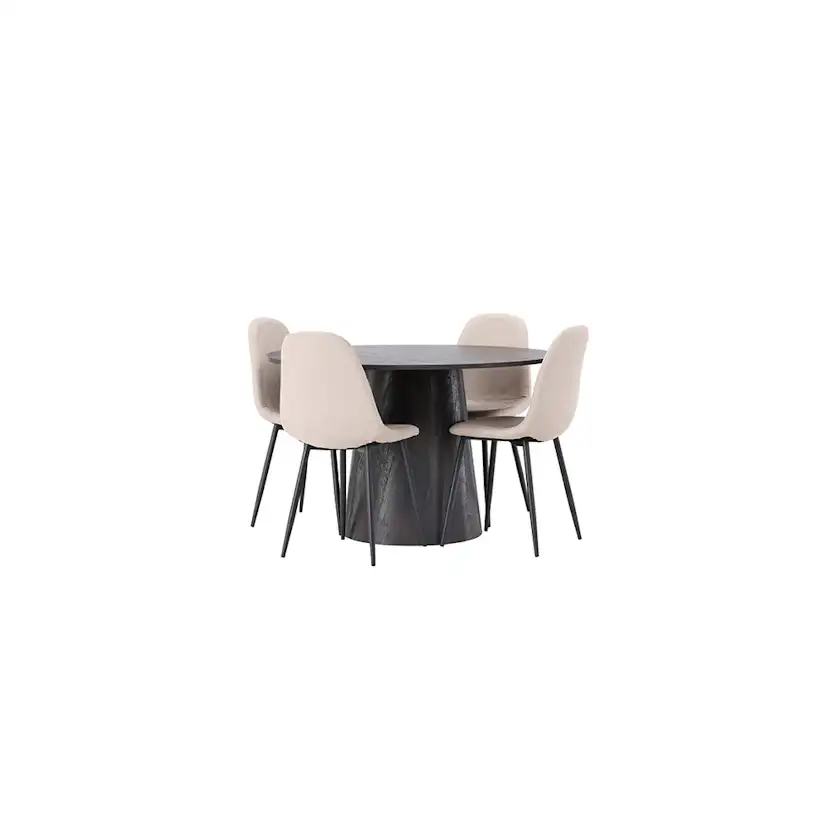 Matgrupp Venture Home Lanzo Ø120 cm med 4 st Polar stolar