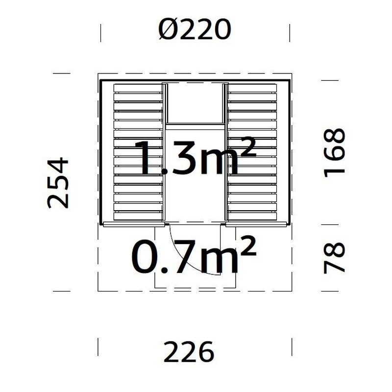 Bastutunna Palmako Anita 1,3, 0,7 m2 Med Glasvägg