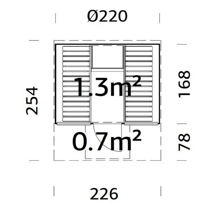 Bastutunna Palmako Anita 1,3, 0,7 m2 Med Glasvägg