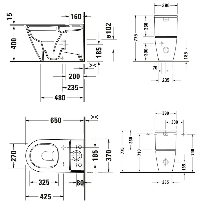 Toalettstol Duravit D-Neo 200209 Rimless med Mjukstängande Hårdsits
