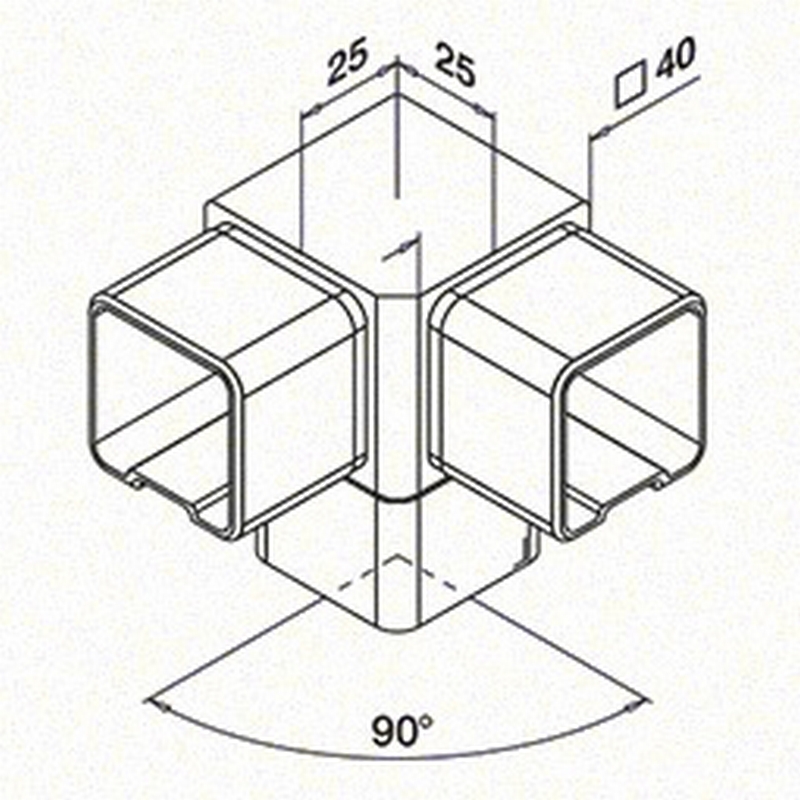 Koppling Herrljunga Ledstångsfabrik 90° 3-väg Utomhus