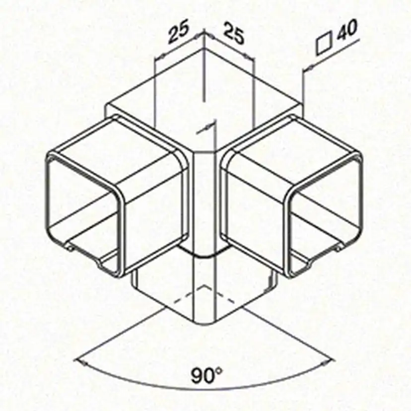 Koppling Herrljunga Ledstångsfabrik 90° 3-väg Inomhus