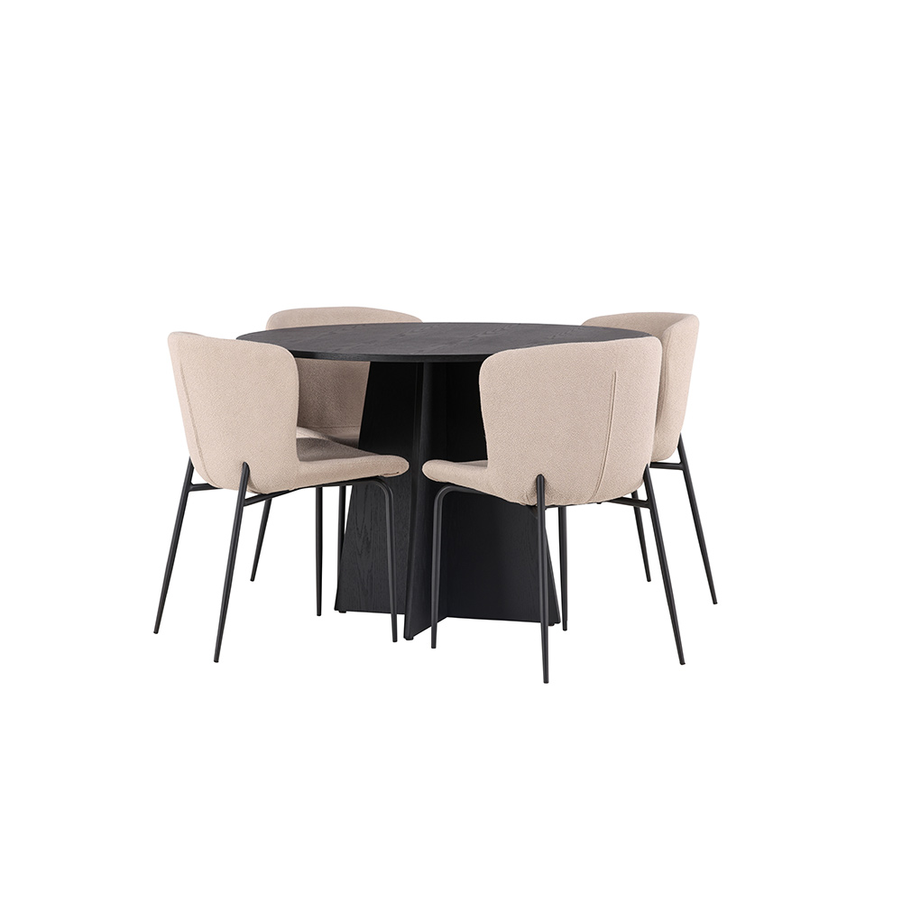Matgrupp Venture Home Bootcut Ø110 cm med 4 Modesto Stolar