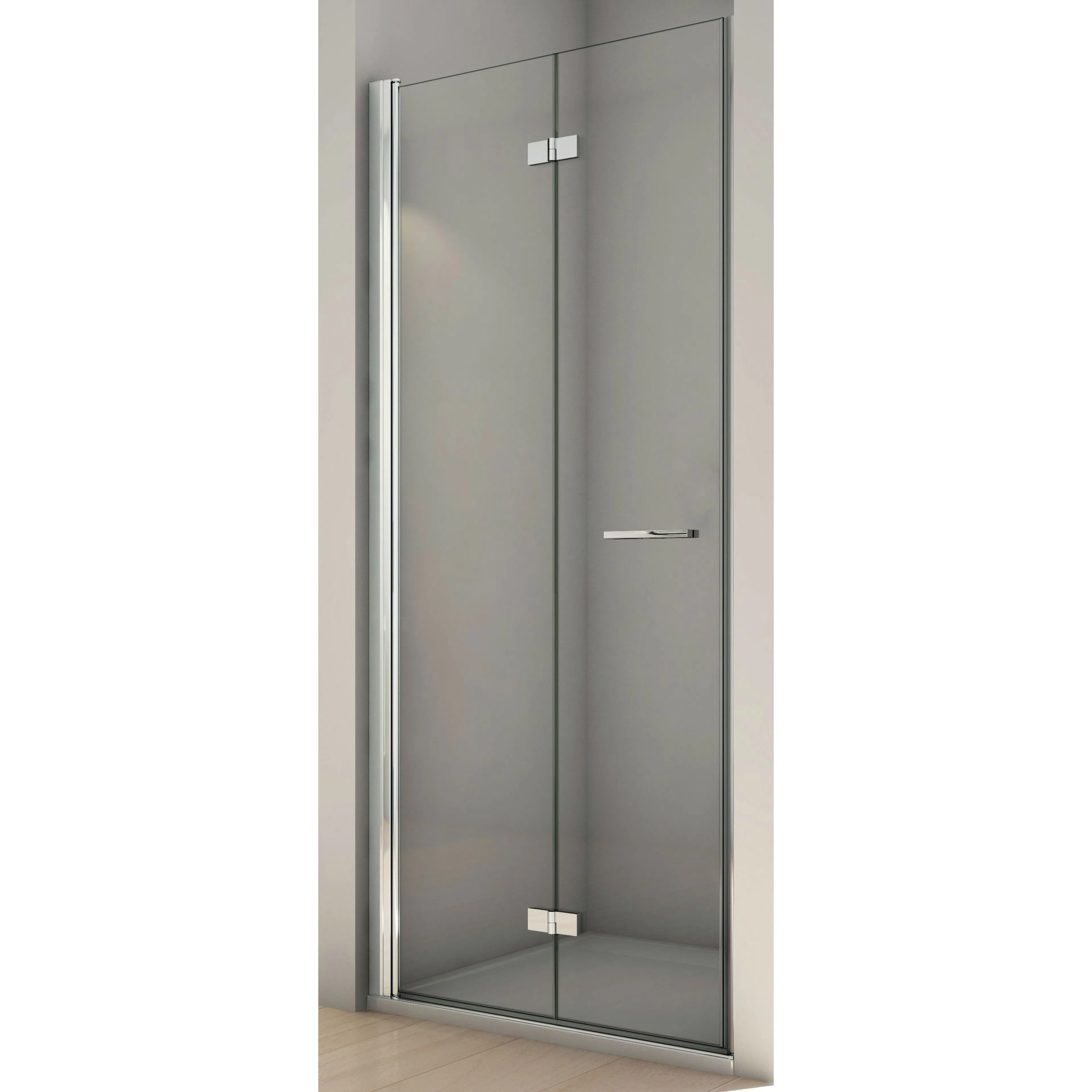 Solino Dusch Vikbar slagdörr 80 Klarglas/Högglans silver Vän B: 800 mm, Profil: Högglans silver, Hägning: Vänster