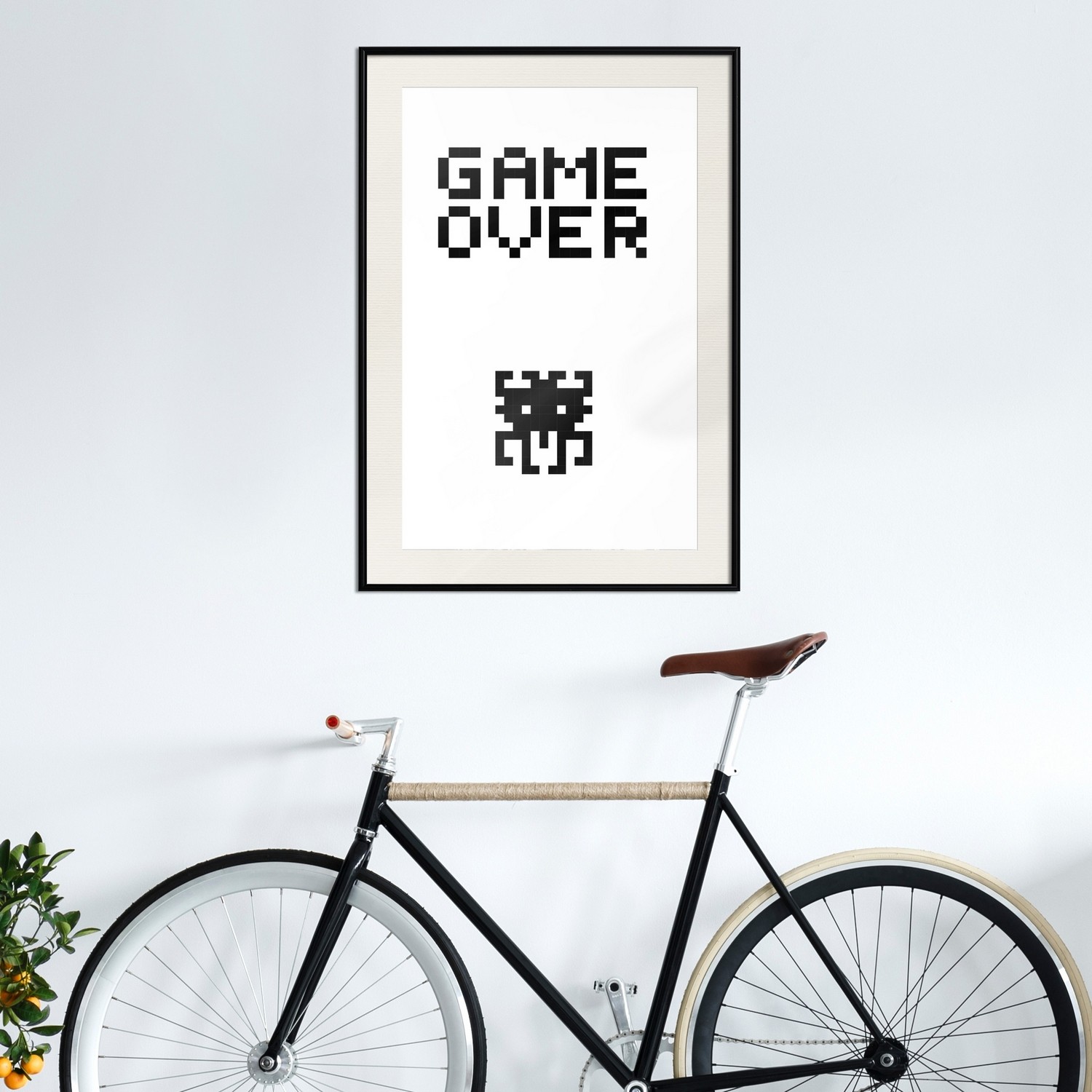 Affisch - Game Over [Poster] 20x30 Svart ram med passepartout, 20x30 cm