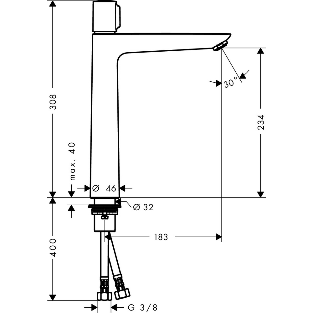 Tvättställsblandare Hansgrohe Talis Select E 240 Hög