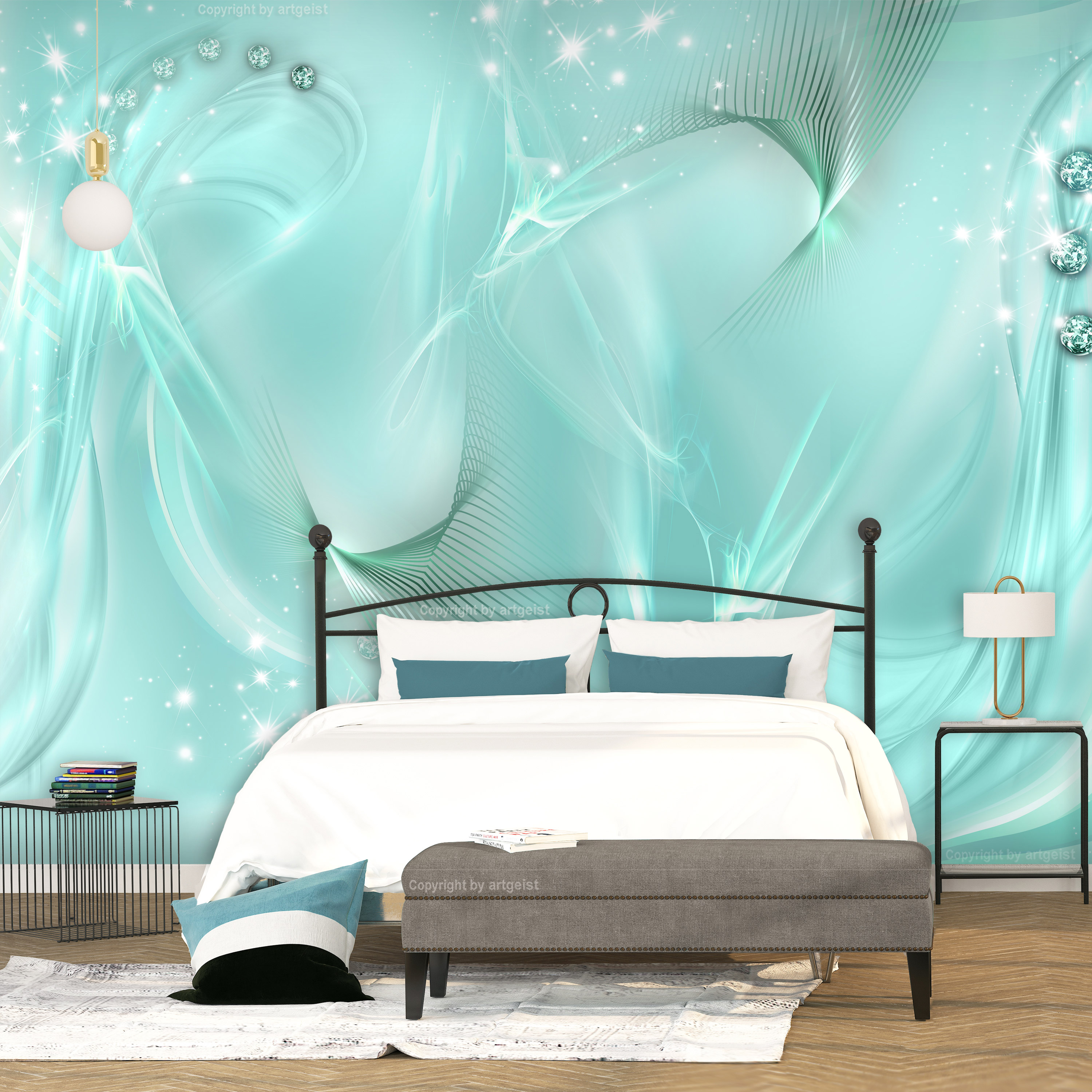Fototapet Arkiio Självhäftande Enchanted Turquoise