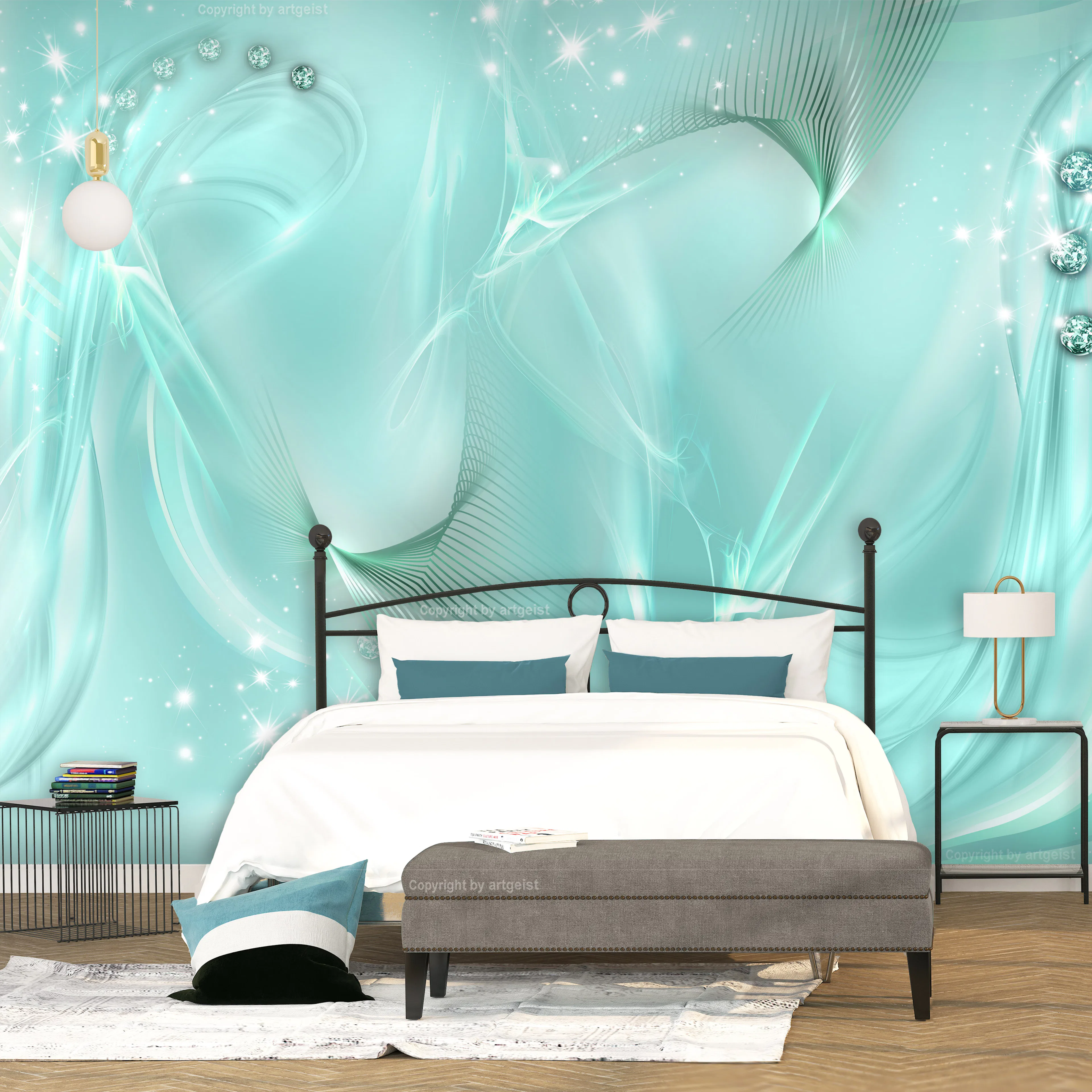 Fototapet Arkiio Självhäftande Enchanted Turquoise