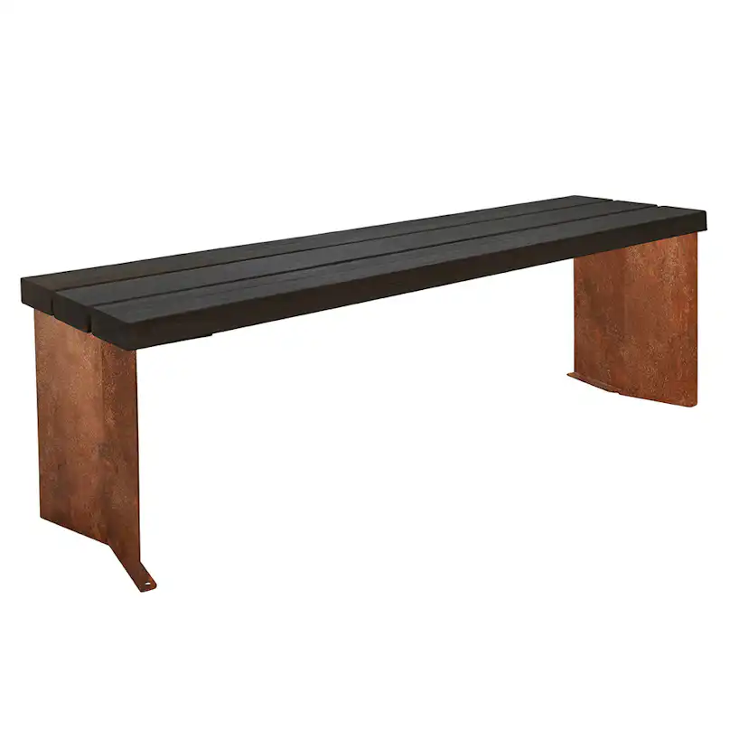 Parkbänk 2-pack bänkstativ corten Corten