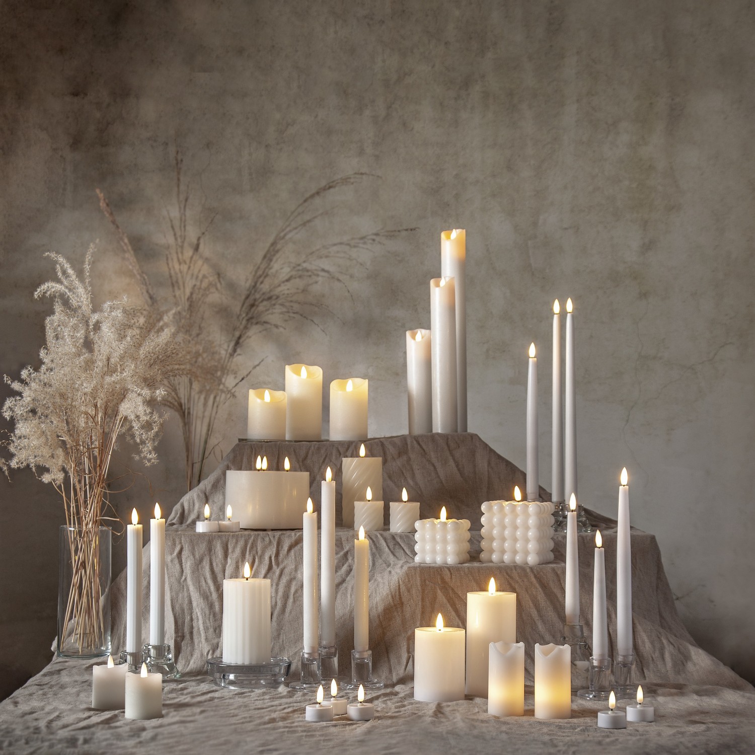 LEDBlockljus Flamme Stripe Vit