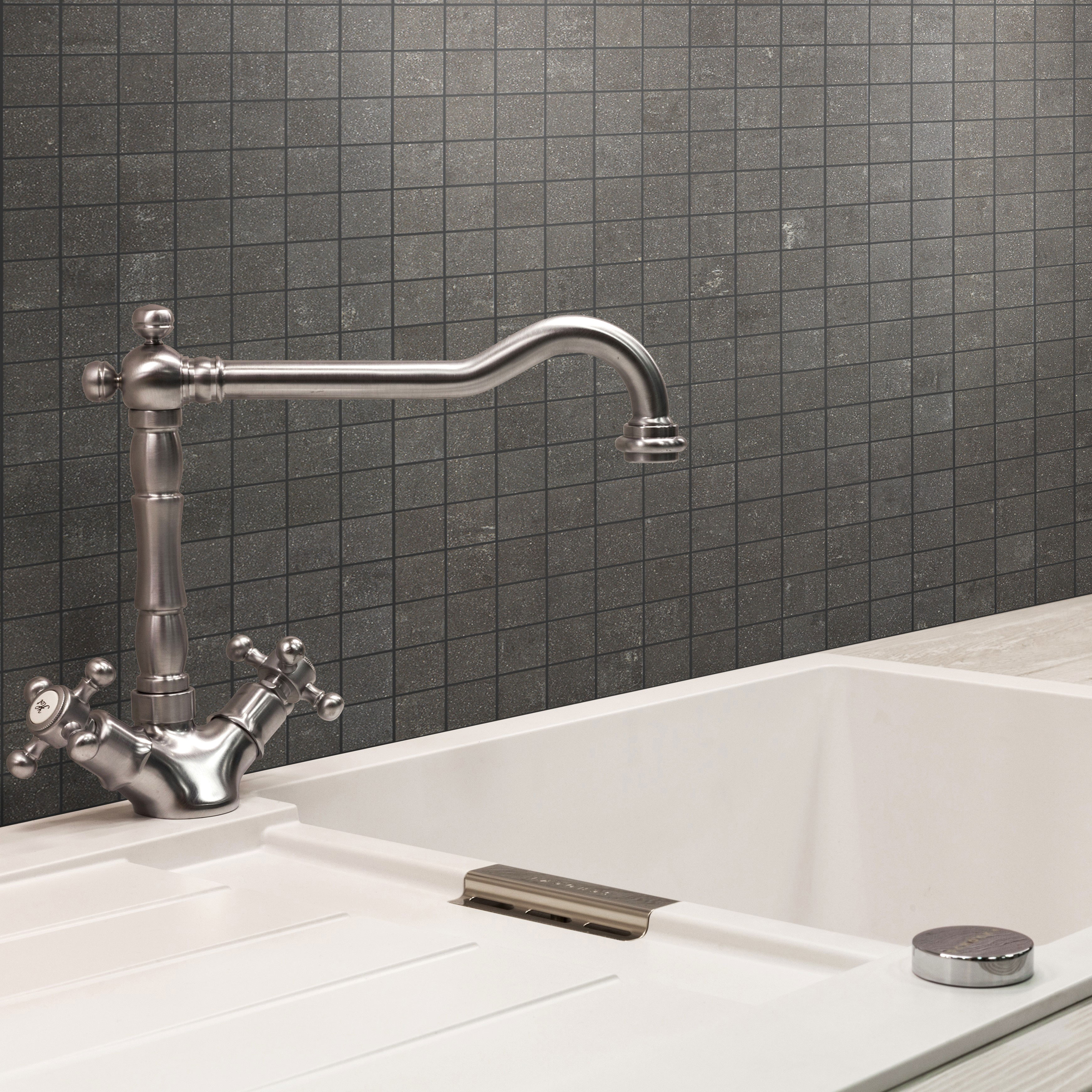 Klinkermosaik Arredo Archgres Mörkgrå 2,5x2,5 cm