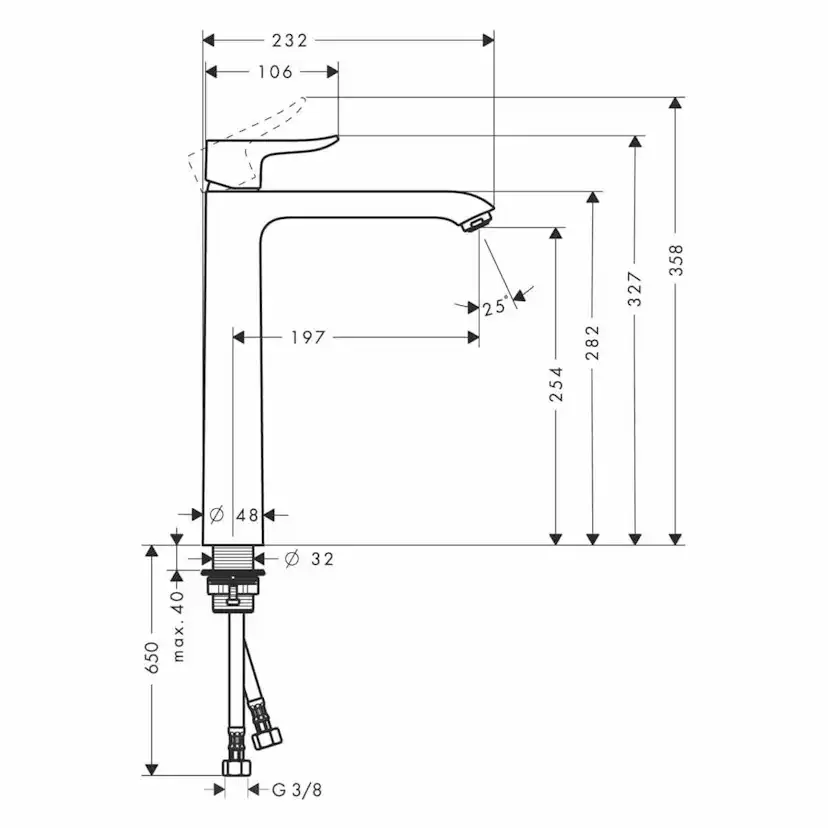 Tvättställsblandare Hansgrohe Metris 260
