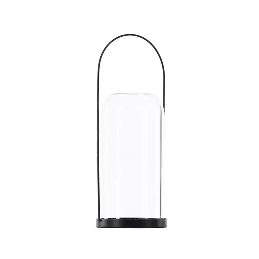Flora Lantern - Black/Clear Glass - H35*13cm Diamater: 130 mm
