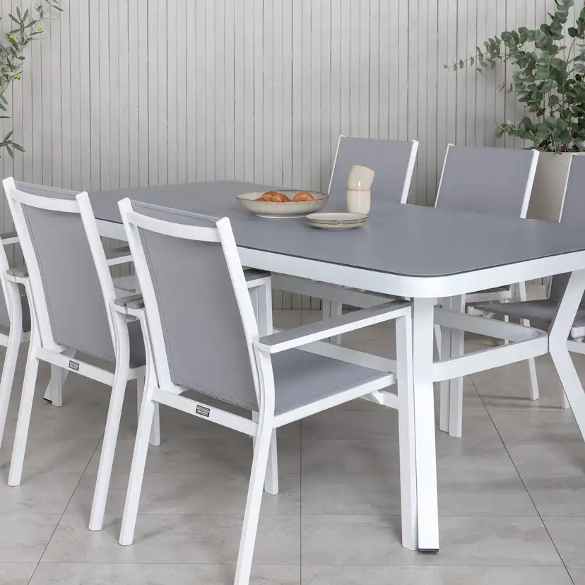 Matgrupp Utomhus Venture Home Virya 160x90 med 6 Parma Trädgårdsstolar