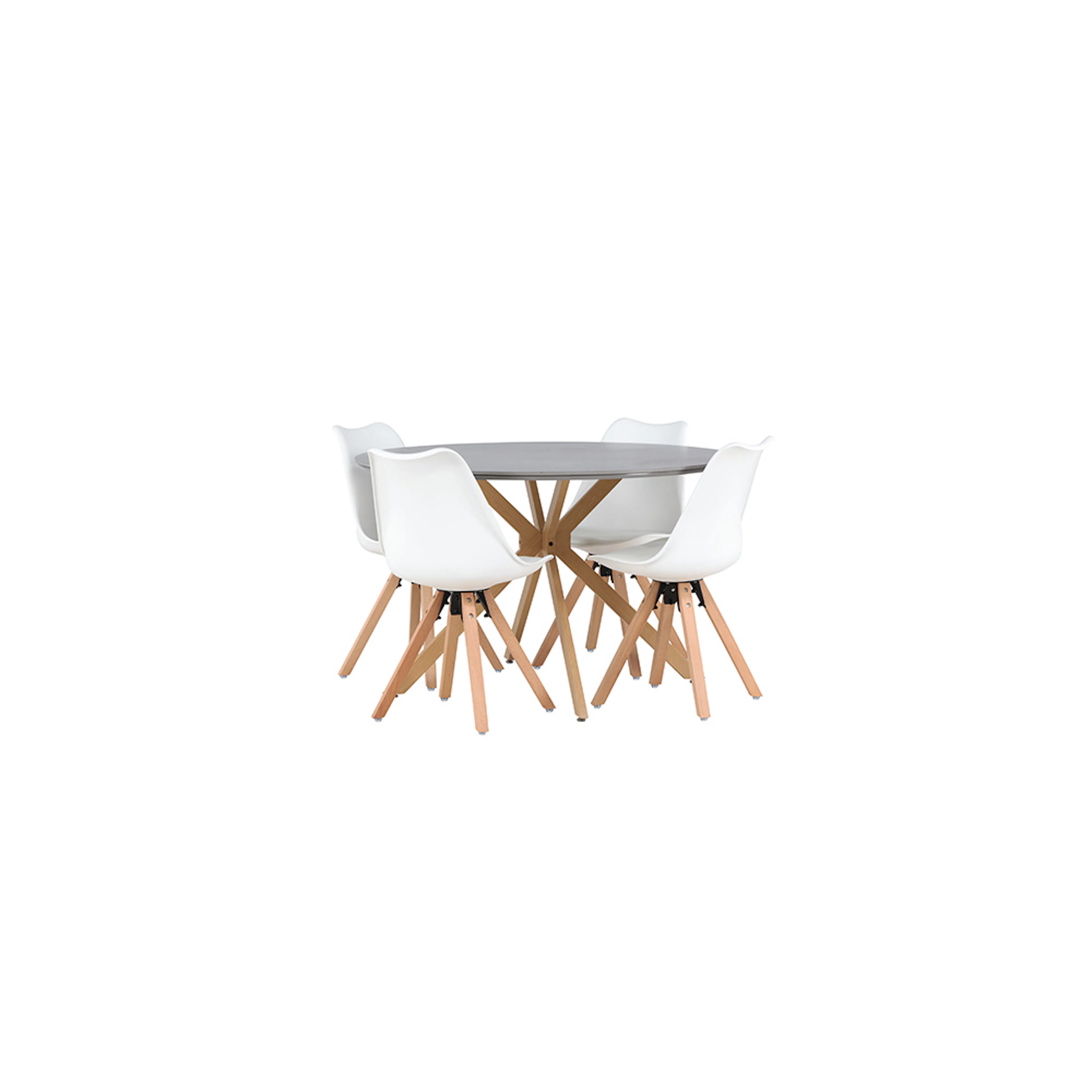 Matgrupp Venture Home Piazza Ø120 cm med 4 st Zeno stolar Vit