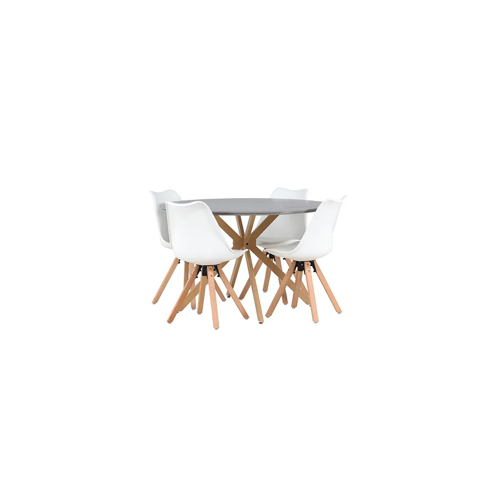 Matgrupp Venture Home Piazza Ø120 cm med 4 st Zeno stolar