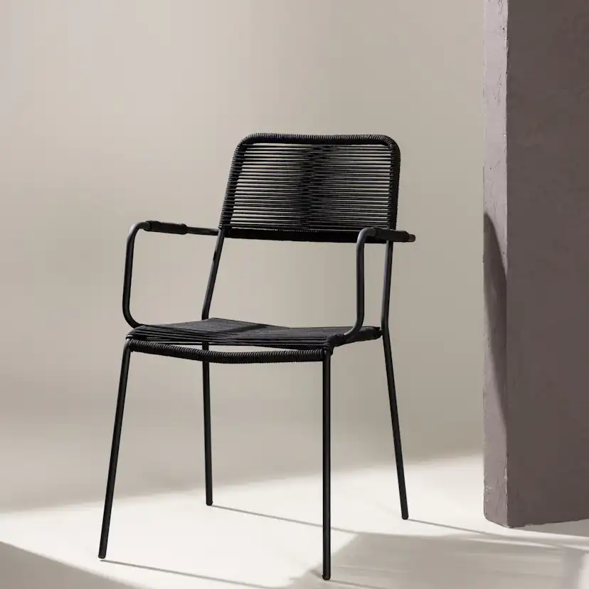 Lindos Armchair - Black Alu / Black Rope Svart