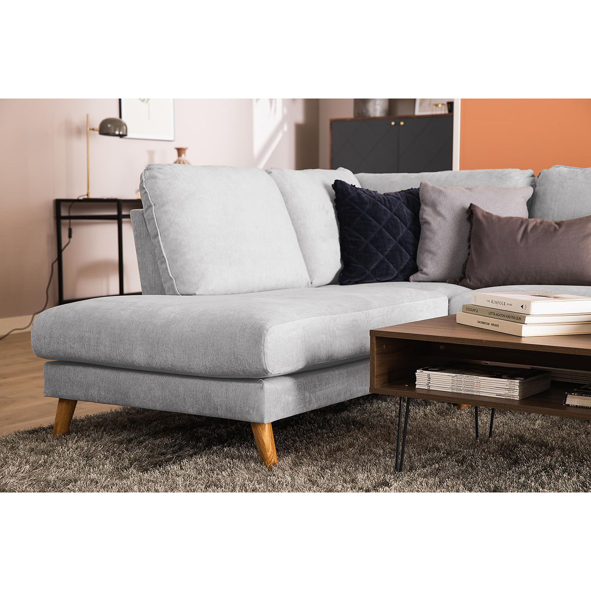 Trend Lyx U-soffa med Divan Höger Ljusgrå