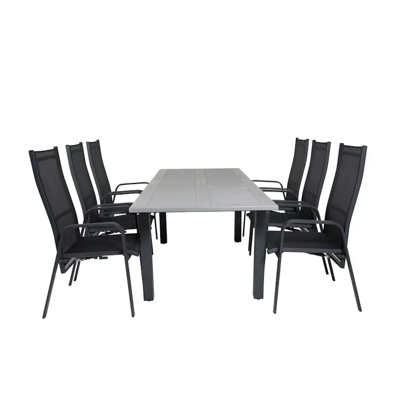 Albany Dining Table 160/240*100 - Svart Alu / Grey Aintwood+ Svart/Grå