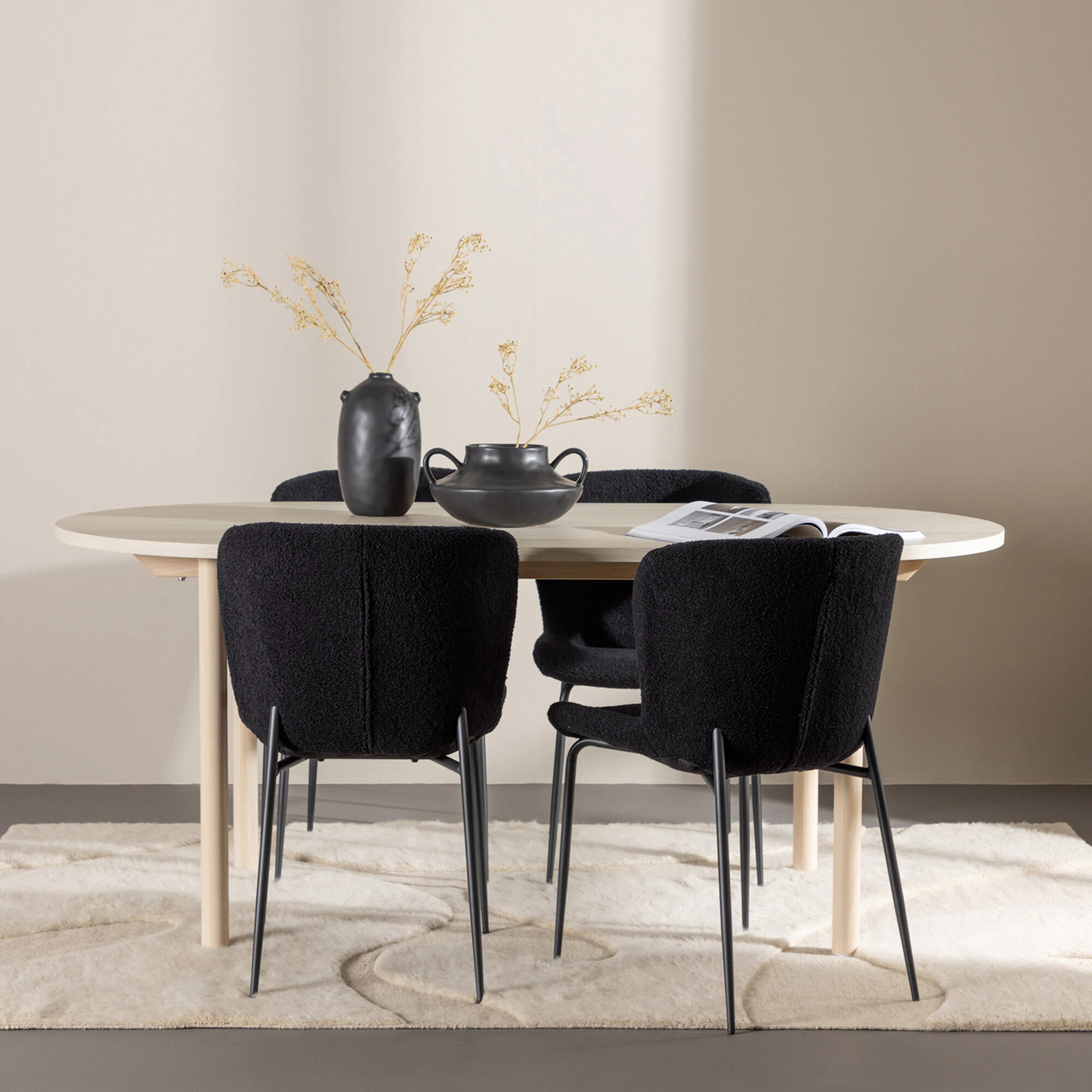 Andy Dining Table with Modesto Dining Chair Vittvätt/Svart
