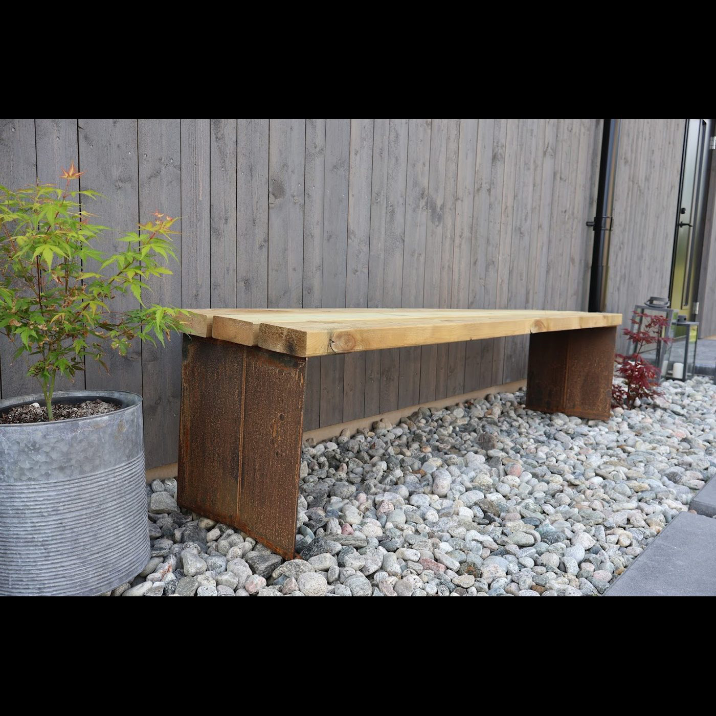 Parkbänk 2-pack bänkstativ corten Corten
