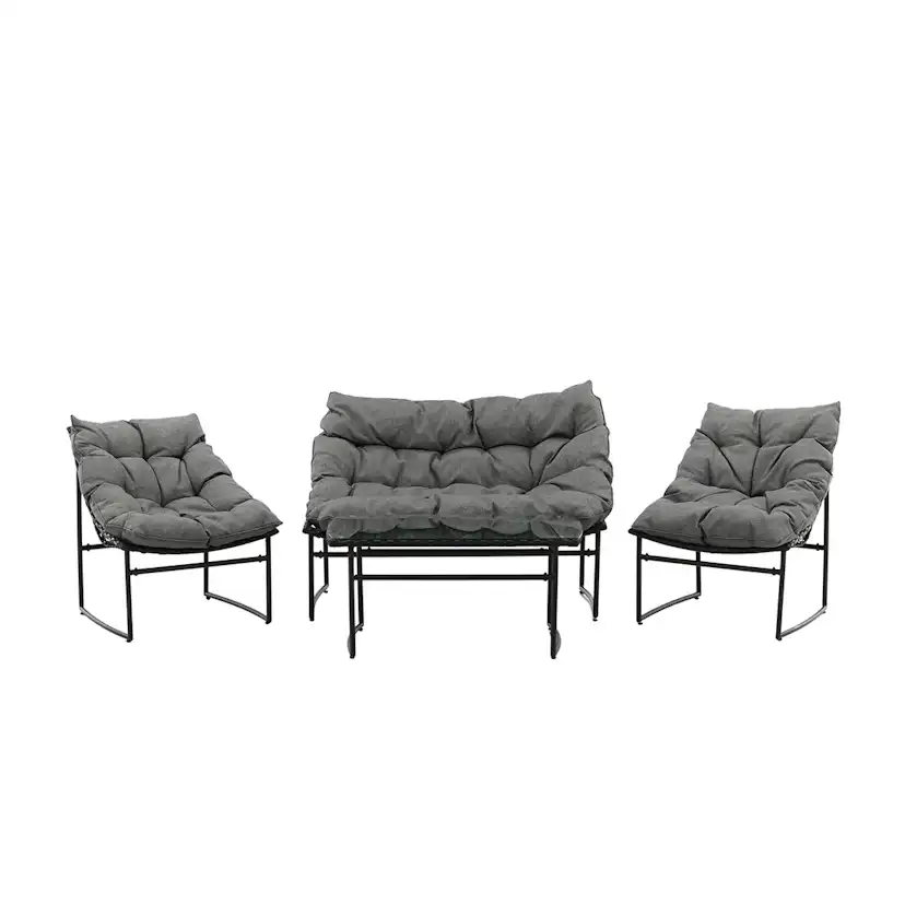 Loungeset Venture Home Ture Soffgrupp Svart med Dynor Utomhus