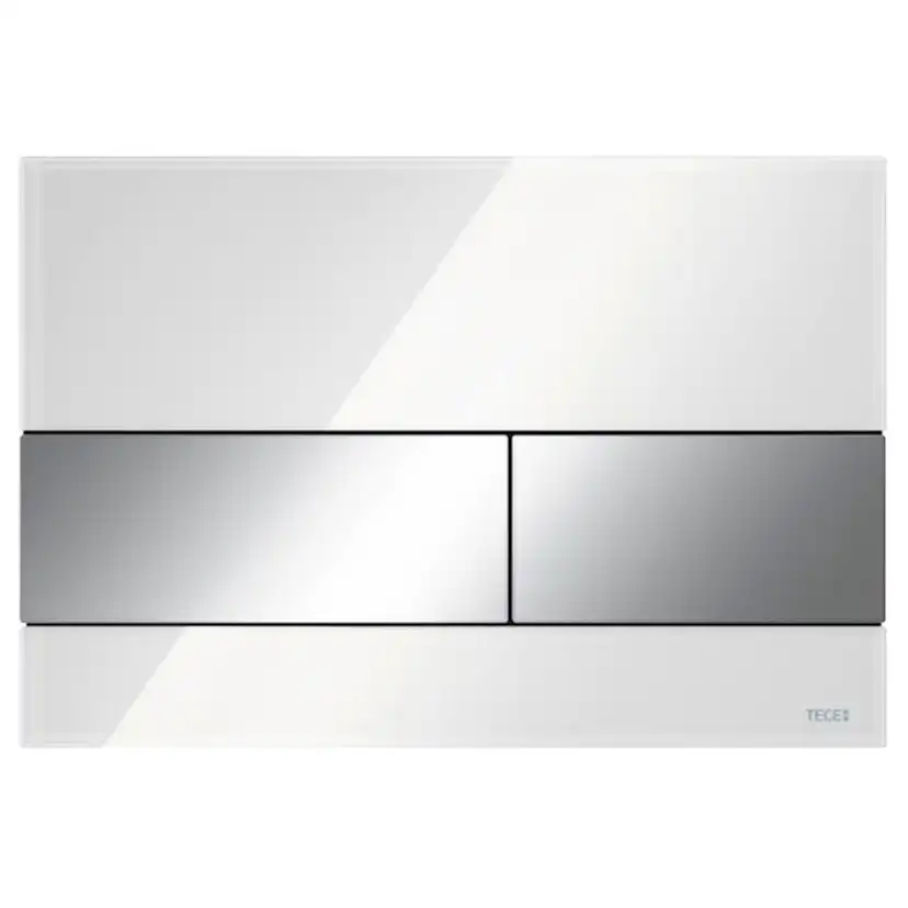TECEsquare WC spolknapp, vit/blankförkromad, glas Vit/Blankförkromad