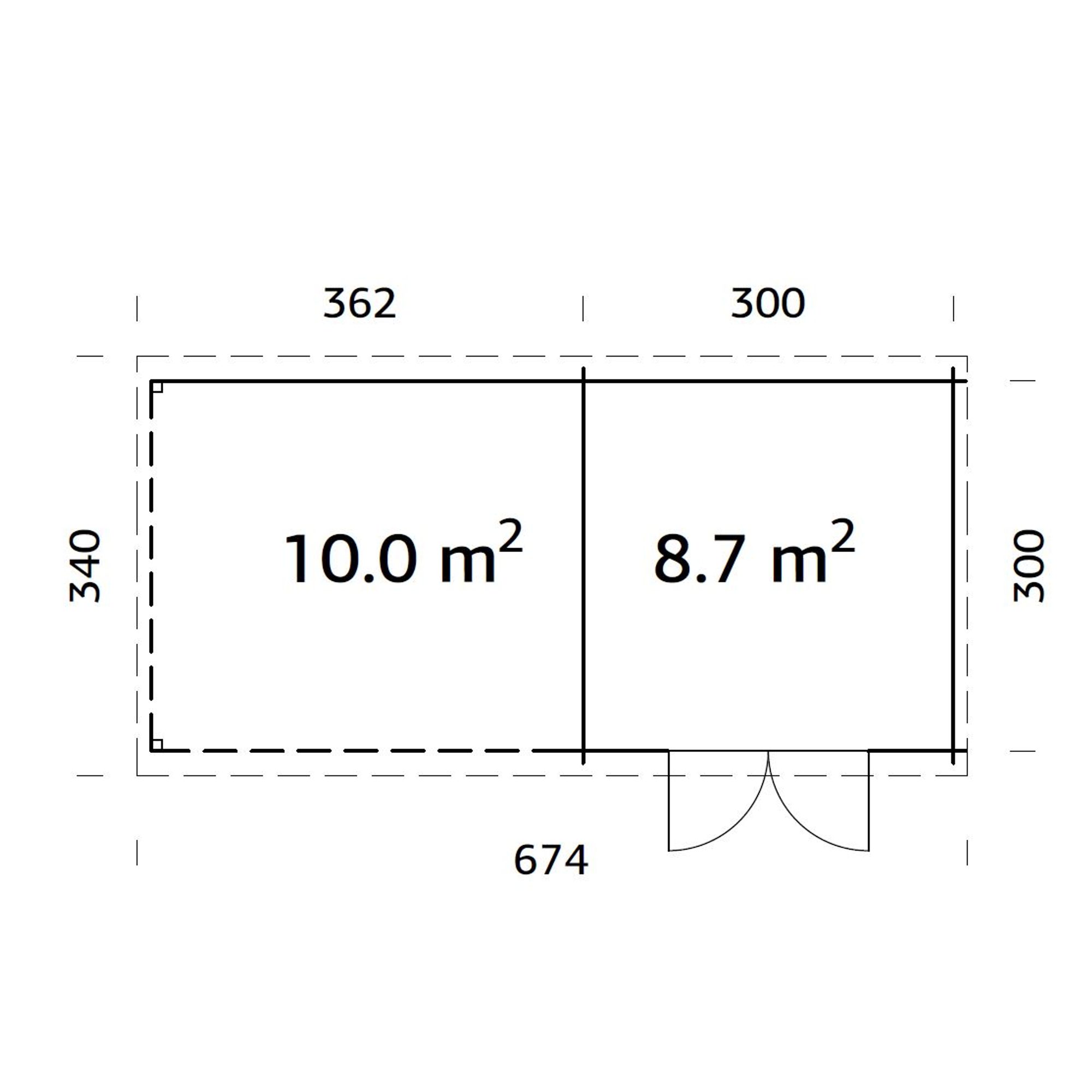 Ella 8,7+10,0 m2 PNT7012W2 Mörkgrå/Vit