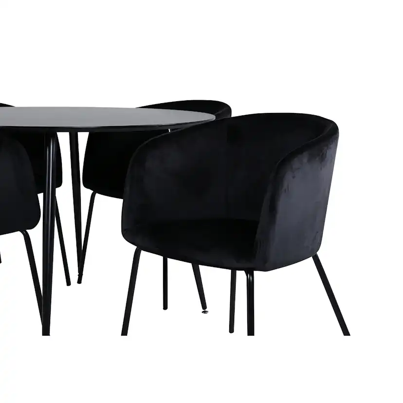 Silar Dining Table - Round 100 cm - Black Melamine / Black Svart