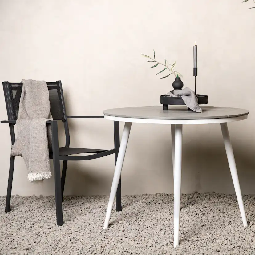 Break - Dining Table Round- White / Grey - Alu / Aintwood - Grå