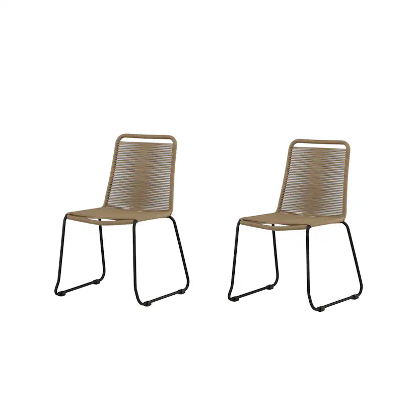 Lindos Stacking Chair - Black Alu / Latte Rope Svart/Latte