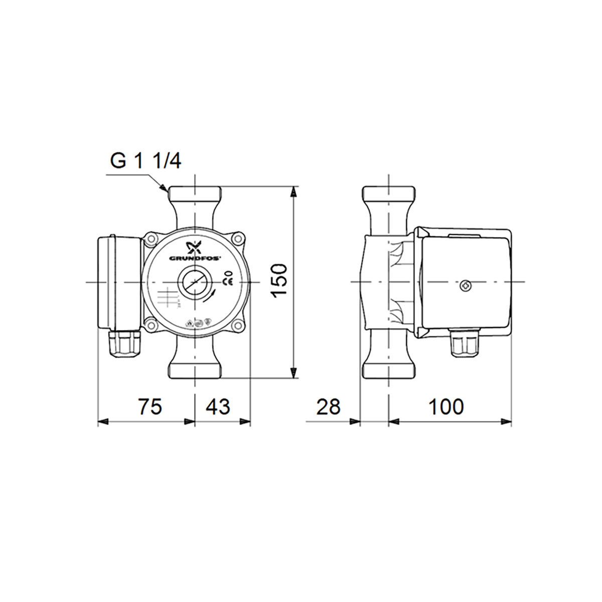 Tappvarmvattenpump Grundfos UP 20-30 N 150