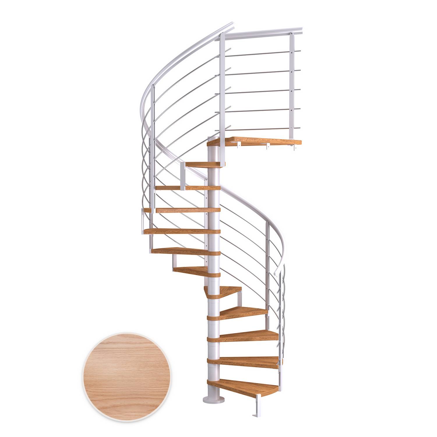 MONTREAL ek multiplex vit DESIGN 11T Ø140 Vit, D: 1400 mm, Golv till golv höjd: 2460-2820 mm, 11+1 steg
