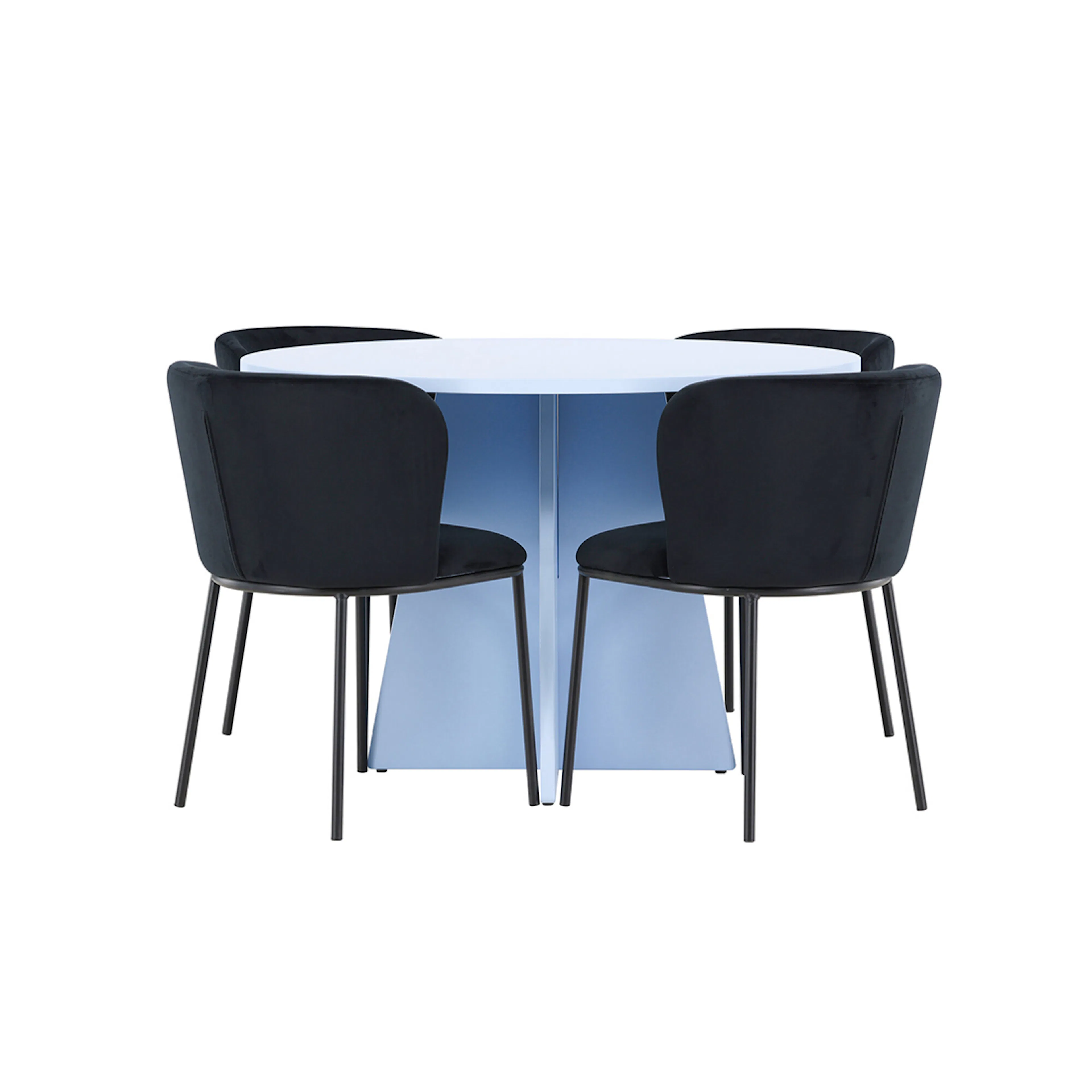 Bootcut Table - Baby Blue with 4 Edina Chair - Black Färg: Blå/Svart