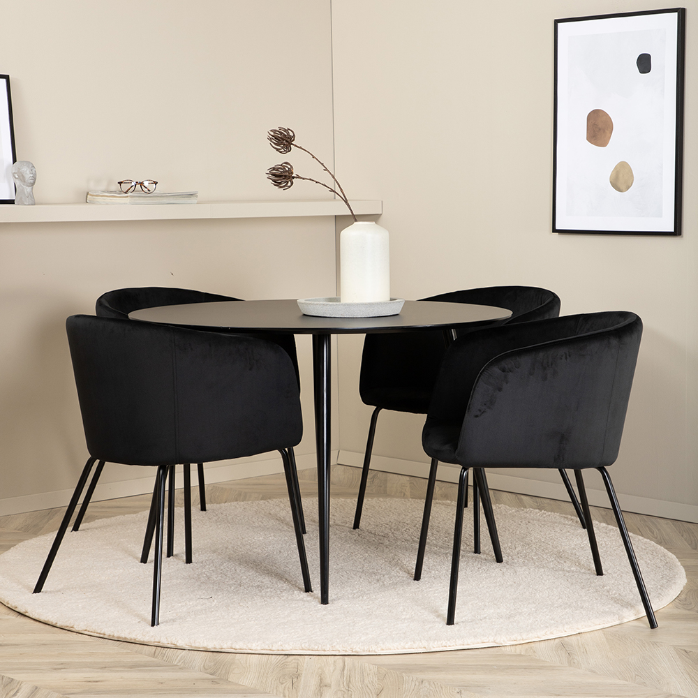 Silar Dining Table - Round 100  cm - Black Melamine / Black Svart